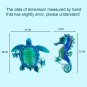 Metal Blue Sea Turtle Seahorse with Glass Wall Art for Home Decorative Objects Sculpture