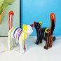 Splashing color cute walking cat statue, blue cat resin handicraft decoration, home living room