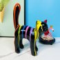 Splashing color cute walking cat statue, blue cat resin handicraft decoration, home living room