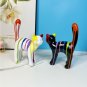 Splashing color cute walking cat statue, blue cat resin handicraft decoration, home living room