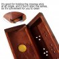 Wooden Incense Stick Burner Coffin Cone Holder Joss Stick Box with Storage