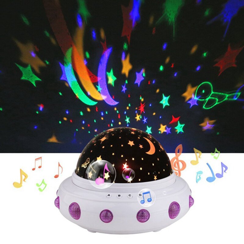 UFO Shape Music Starry Star Minions Projection Night Light Romantic Rotate LED USB Battery