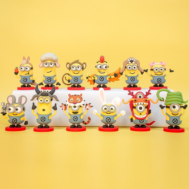 Despicable Me Anime Action Figure Minion Zodiac Anime Manual Pvc Statue Cute Kawaii Handmade