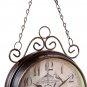 Antique Outdoor Garden Wall Station Metal Clock Double Sided Bird Vintage Retro Round Wall