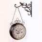 Antique Outdoor Garden Wall Station Metal Clock Double Sided Bird Vintage Retro Round Wall