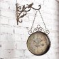 Antique Outdoor Garden Wall Station Metal Clock Double Sided Bird Vintage Retro Round Wall