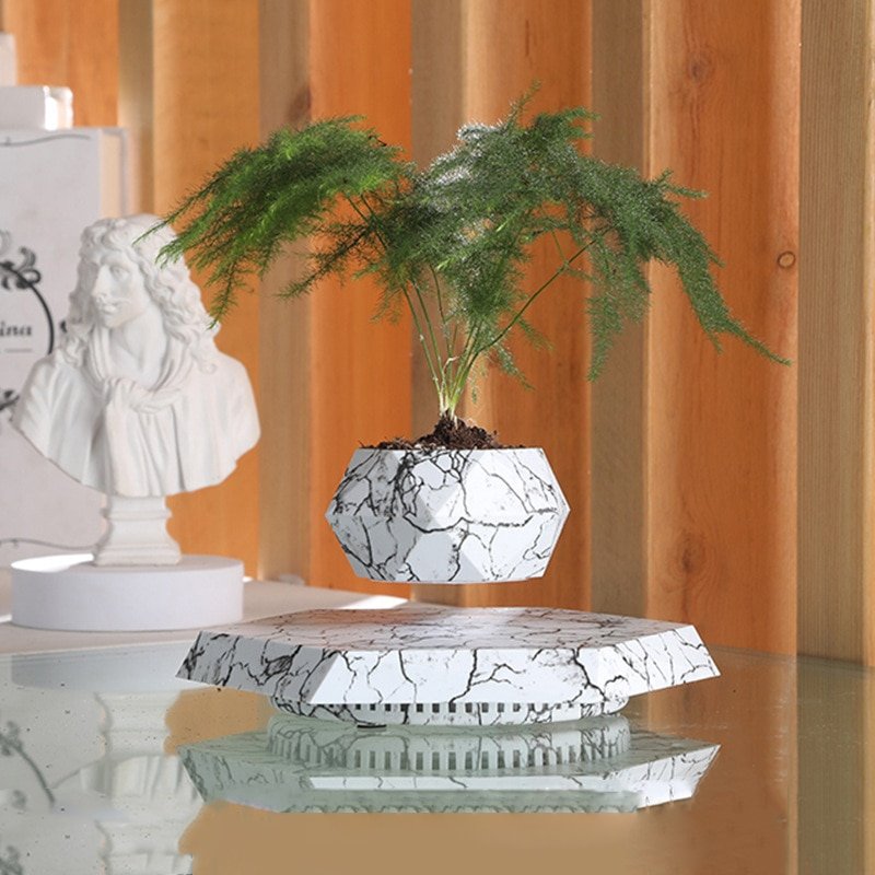 Creative Home Flower Pots Nordic Modern Minimalist Maglev Marble Potted Green Plant Garden