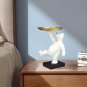 Aimor Cute White Bear Figurine With Tray For Tabel Decor Butler For Keys Resin Statue Home