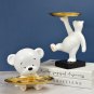 Aimor Cute White Bear Figurine With Tray For Tabel Decor Butler For Keys Resin Statue Home