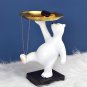 Aimor Cute White Bear Figurine With Tray For Tabel Decor Butler For Keys Resin Statue Home