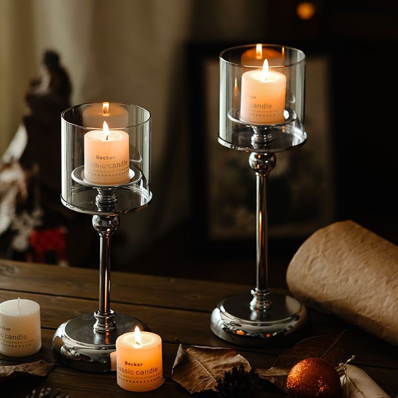 INS Nordic Vintage Luxury Silver Candlestick Aromatherapy Candle Decoration