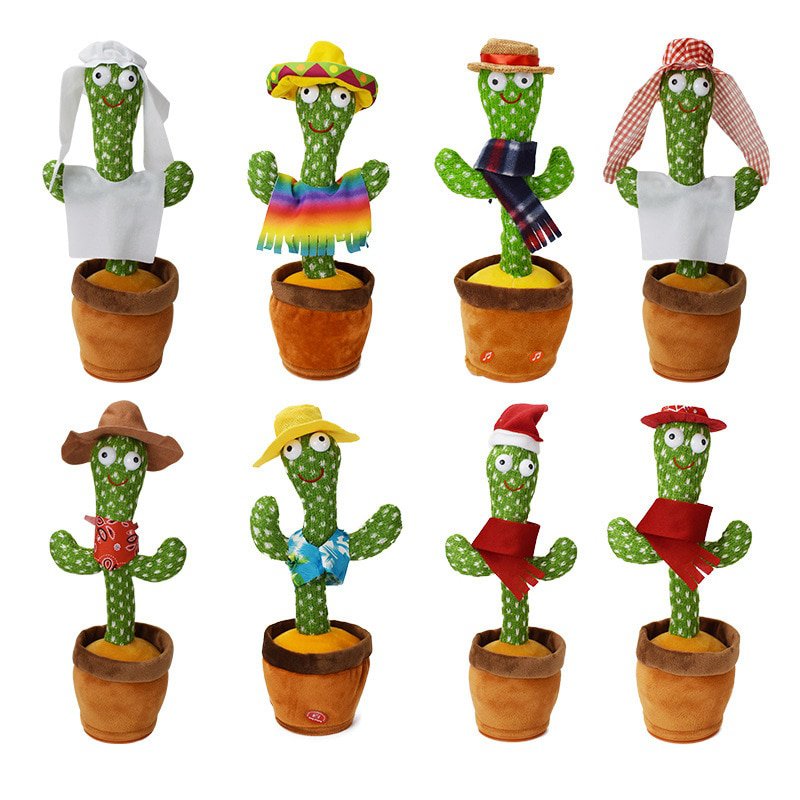 Dancing Cactus Repeat Talking Toy Electronic Plush Toys Can Sing Record Lighten Battery USB