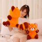 Stuffed Anime Figure Doll Turned Red Panda Plushie Doll Fluffy Hair Red Raccoon Animals