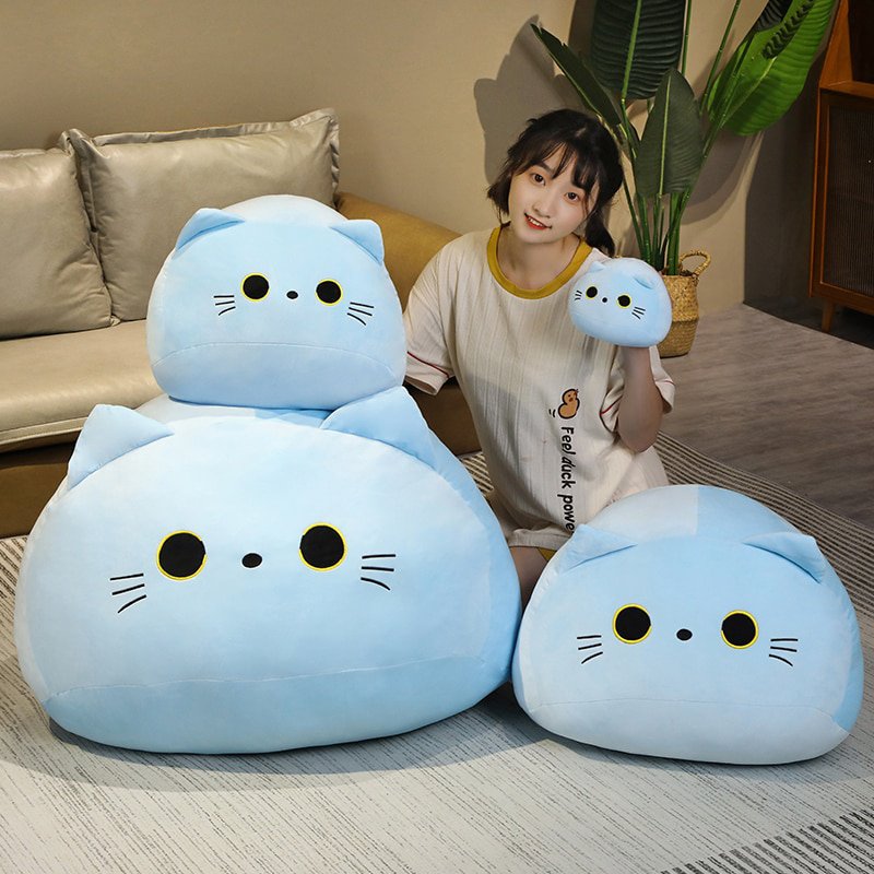 Kawaii Kitten Black Blue Cat Plush Toy Stuffed Squishy Animal Cat Pillow Nap Cushion Creative