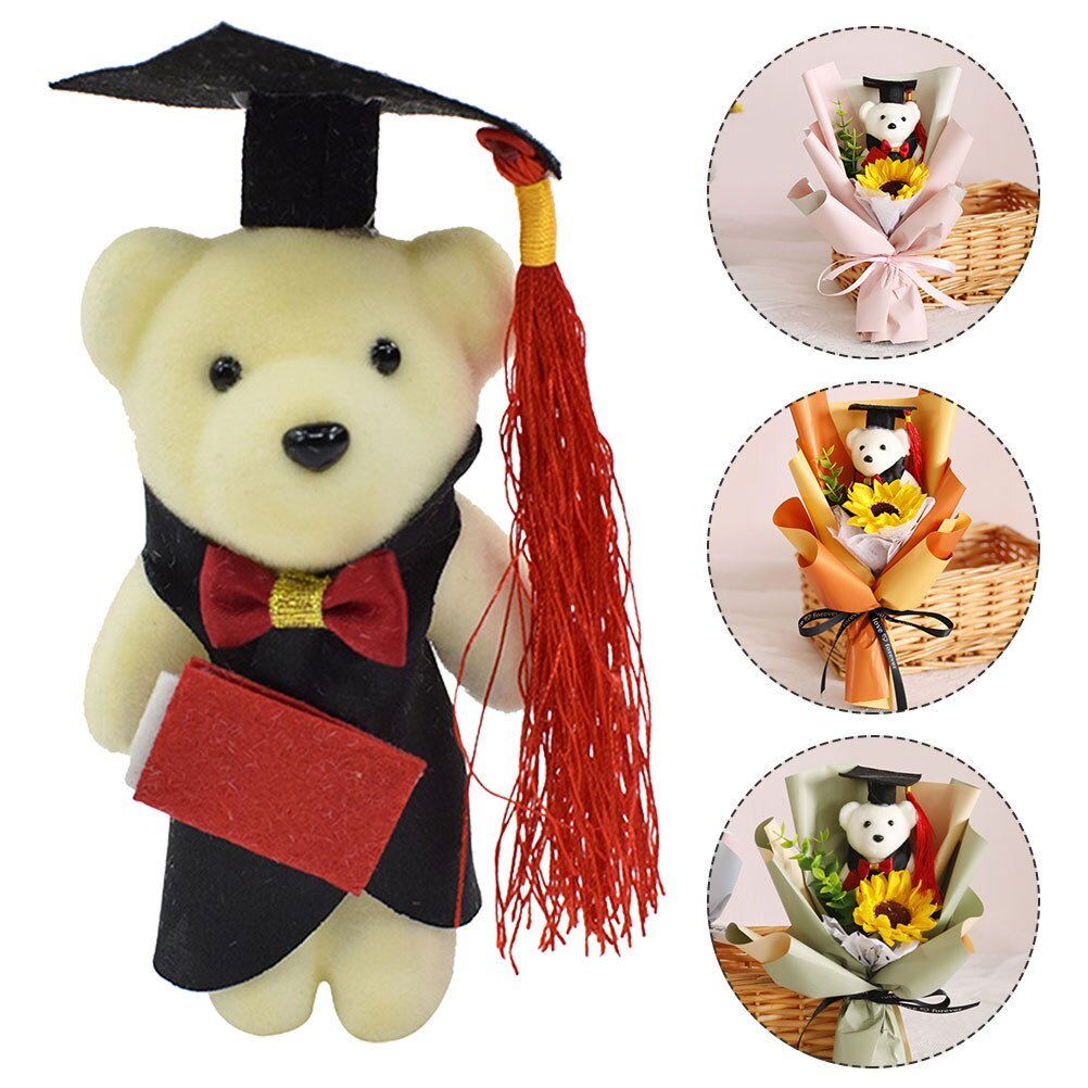 24 Pcs Dr Bear Plush Figure Toys Bouquet DIY Ornaments Baby Graduation Gifts Her