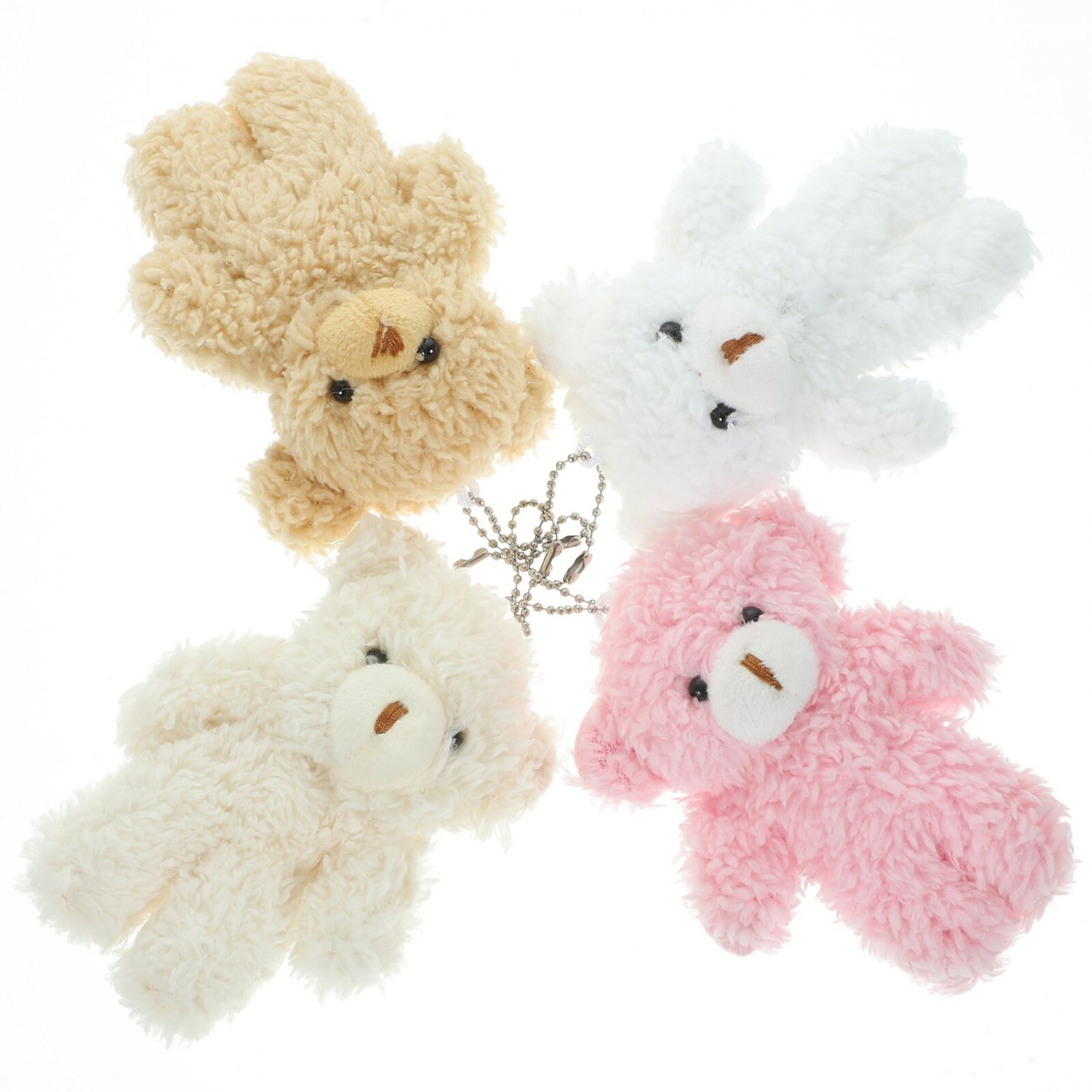4 Pcs Plush Bear Mini Things Purse Aesthetic Keychain Pendants Cute Backpack Small