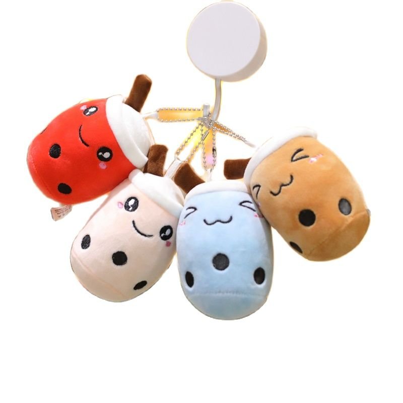 12cm New Milk Tea Plush Keychain Cute Bubble Tea Pendant Anime Soft Kids Babys Toys