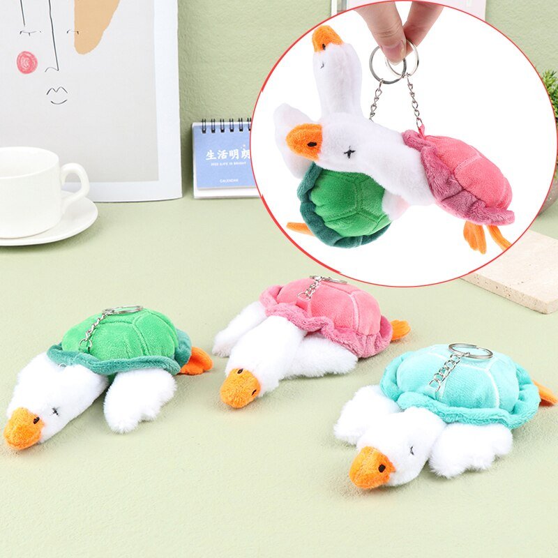 1PCS Cute Turtle Big White Goose Plush Toy Pendant Soft Stuffed Doll Keychain