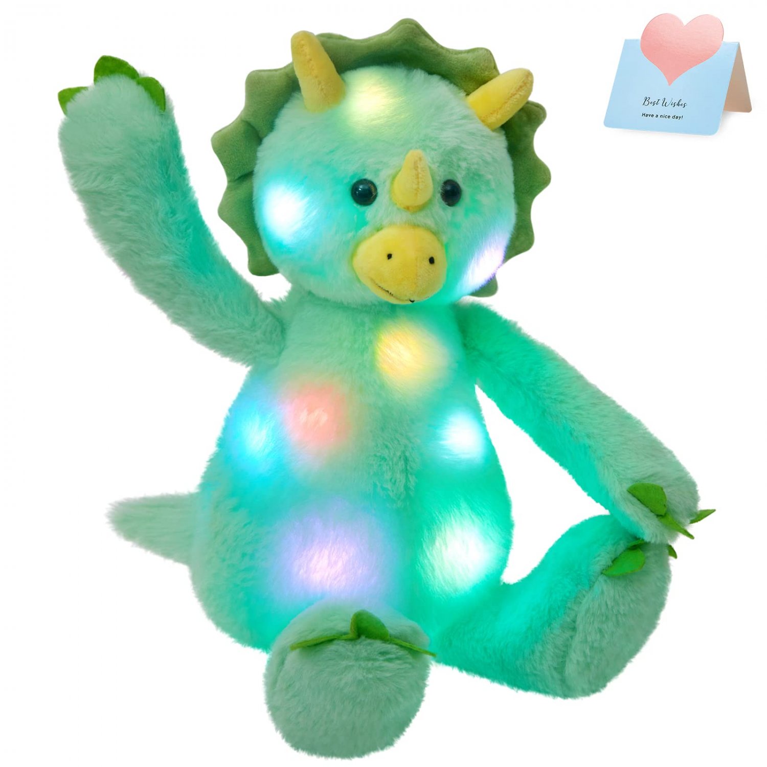 45cm Green Dinosaur LED Light Plush Toys Luminous Glowing Cute Cotton Stuffed Animals