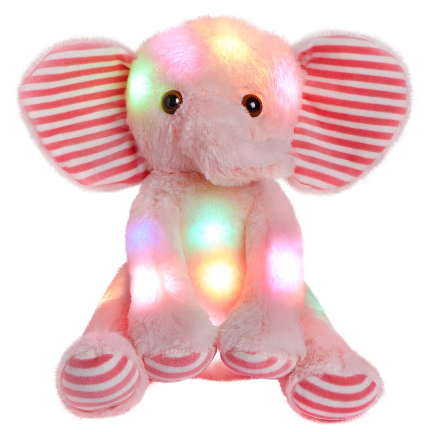 25cm Pink Elephant Luminous Plush Toys Birthday Gifts LED Light Glow Stuffed Animals