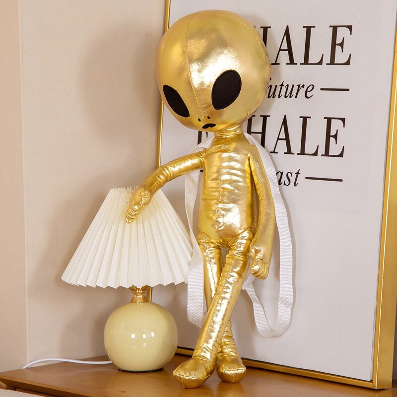 60cm Fashion Alien Backpack PU ET Extraterrestrial Soft Stuffed Plush Doll Plush Animal Toy