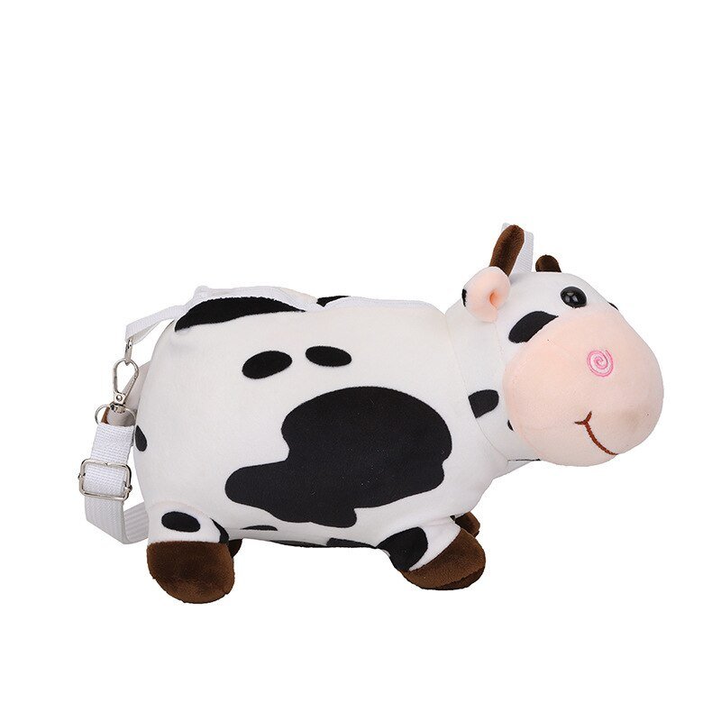 Cute Cow Plush Bag Backpack Toy Lovely Zero Wallet Crossbody Bag For Girls Kids Birthday Gifts