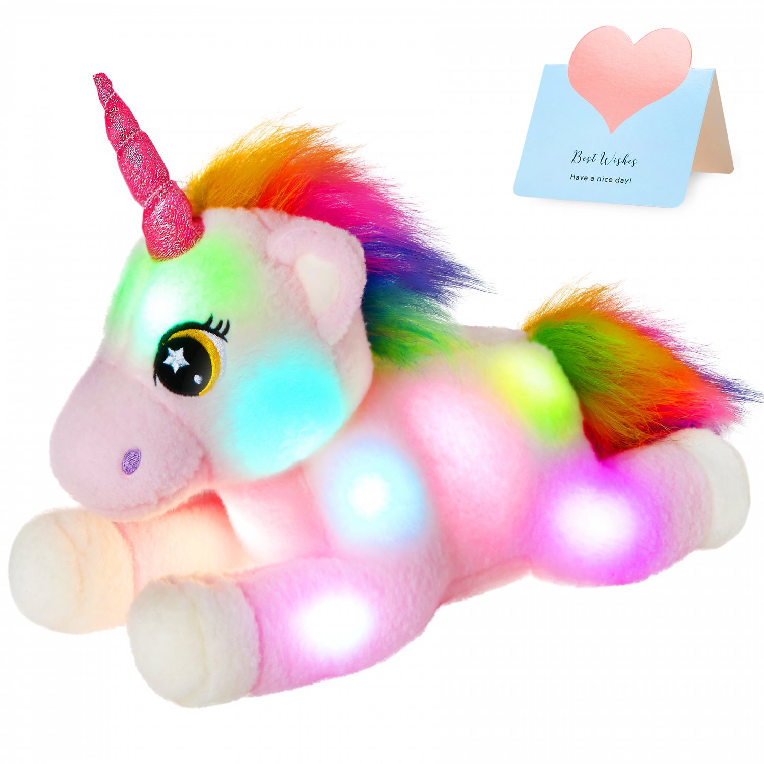 Colorful LED Light Unicorn Doll Plush Toys Soft Cute Throw Pillows Birthday Gift Stuffed Animals