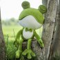 50CM Cute Sleeping Frog Plush Toy Throw Pillow Playful Green Bow Squinting Eye Bed