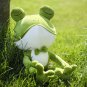 50CM Cute Sleeping Frog Plush Toy Throw Pillow Playful Green Bow Squinting Eye Bed