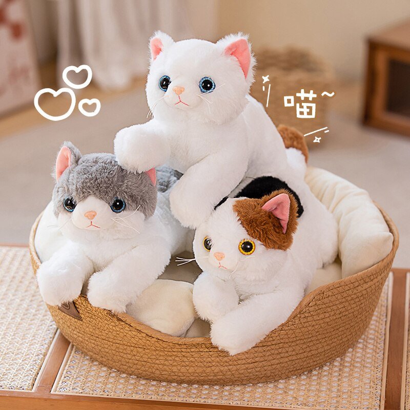 50cm Kawaii Cat Doll Plush Animal Toy Fluffy Grey White Brown Kitten