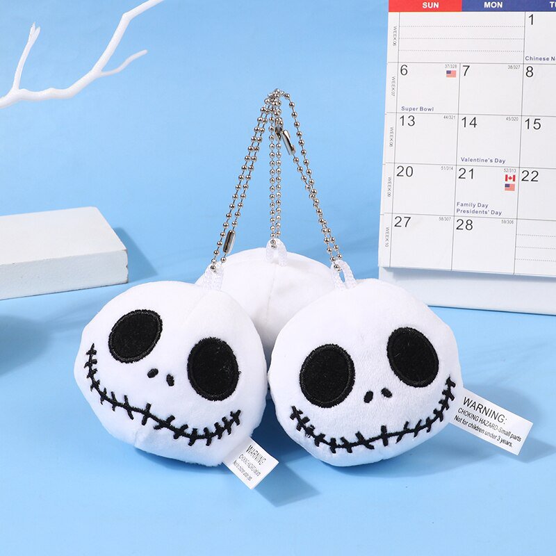 Cute Classic Cartoon Plush Soft Stuffed Bone Skeleton Halloween Skull Keychain Toy Gift