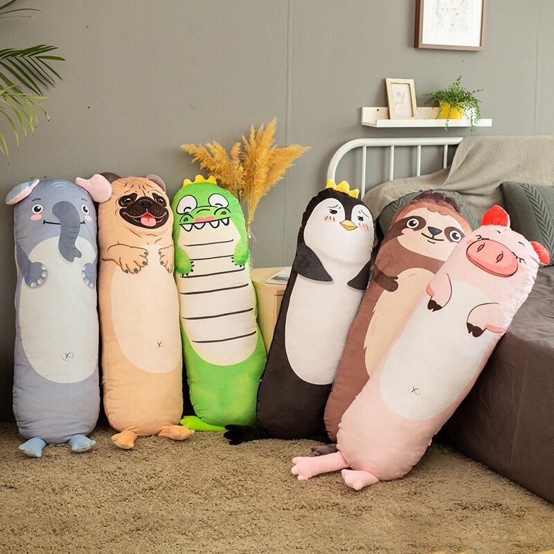120cm 3D Douple Printing Plush Long Pillow Soft Shar Pei Elephant Pig Crocodile