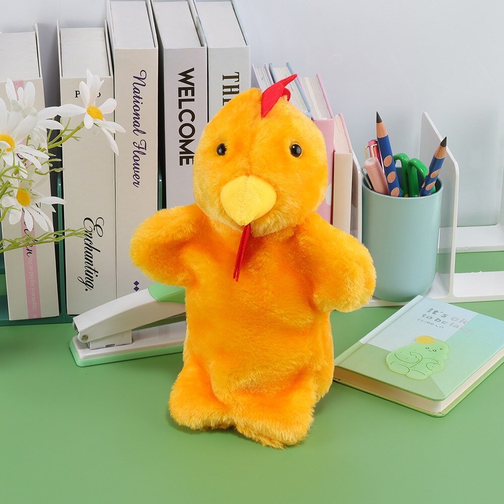 1Pcs Chicken Hand Puppet Children Parent Child Plush Toy Cute Chicken Animal Interactive