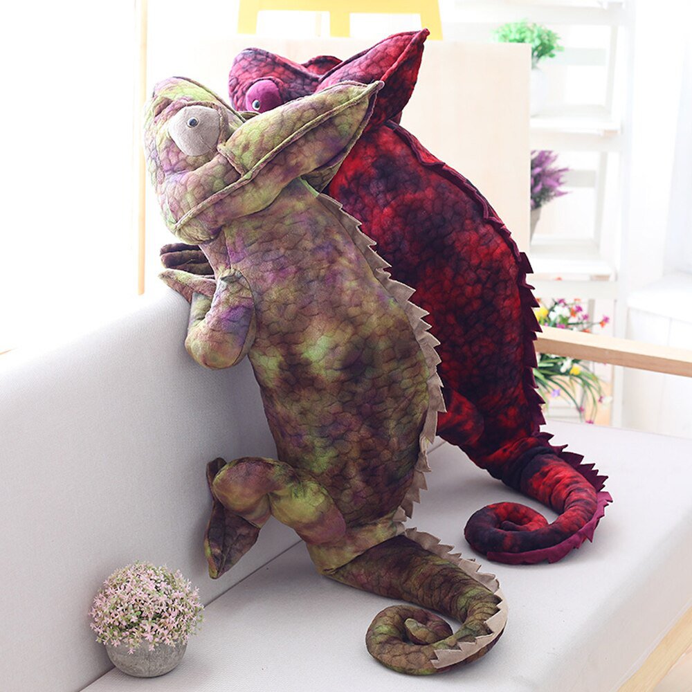 Vivid Simulated Chameleon Plush Toys Stuffed Lizard Reptiles Plushie Dragon Pillow