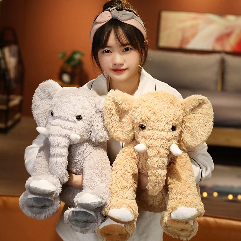Fluffy Healing Elephant Plush Toys Kids Sleeping Back Cushion Stuffed Pillow Doll Baby Girls