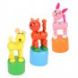 3 Pcs Wooden Toys Babies Press Barrel Thumb Children Puppet Bobblehead Lovely Animal Kids Cartoon