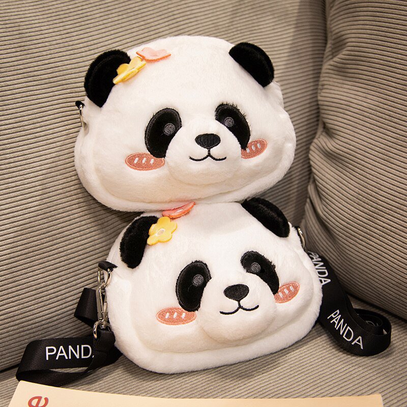 Panda Backpack Cute Panda Shaped Plush Small Shoulder Bag Kawaii Panda Plush Storage Bag
