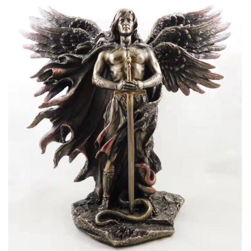 Sword and Snake Home Decor Six Winged Angel Big Wing Resin Statue Decoration Crafts Garden