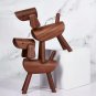 Family Gift Wood Puppy Craft Figurine Desktop Table Ornament Carving