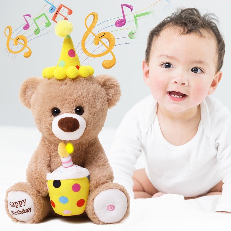 45cm Funny Happy Birthday Teddy Bear Plush Toy Singing Interactive with Electric Stuffed Animals