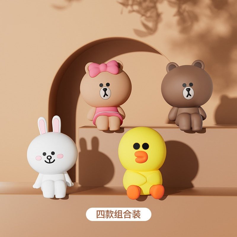 Line Friends Car Accessories Cute Cartoon Brown Cony Sally Figure Figurines Car Dashboard