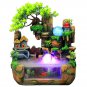 Tabletop Resin Waterfall Fountain Indoor Rockery Waterflows Statue w/LED Light Feng Shui Relaxation