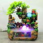 Tabletop Resin Waterfall Fountain Indoor Rockery Waterflows Statue w/LED Light Feng Shui Relaxation