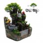 Tabletop Resin Waterfall Fountain Indoor Rockery Waterflows Statue w/LED Light Feng Shui Relaxation