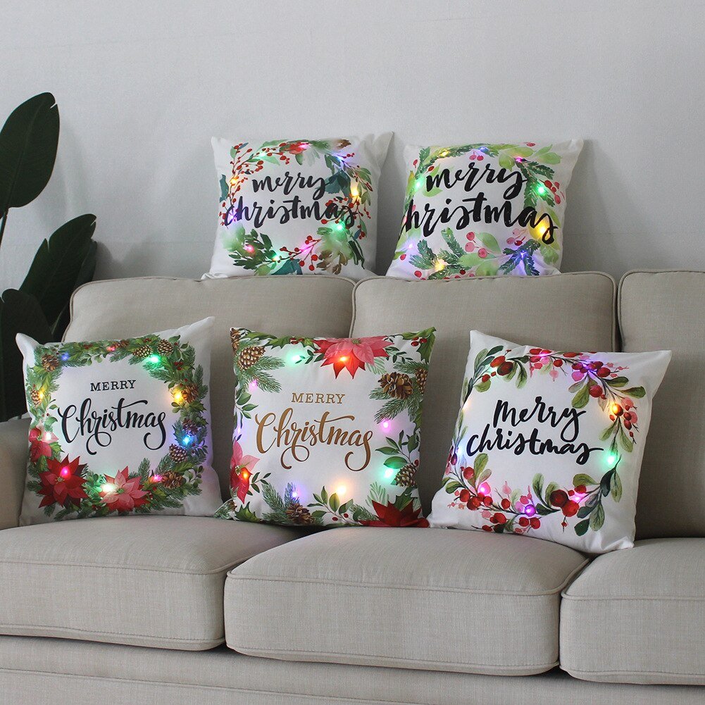 New Luminous Christmas Pillowcase LED Light Pillowcase Creative Festive Garland