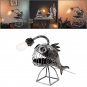 Vintage Angler Fish Desk Lamp Shark Shape Night Light USB Metal Art Lantern Ornament Bedroom