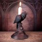 Home Decor Resin Sculpture Craft Decorated Vintage Gothic Black Crow Candlestick Halloween