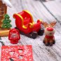 1Set 1:12 Dollhouse Miniature LED Christmas House Elk Santa Claus Snowman Christmas Tree
