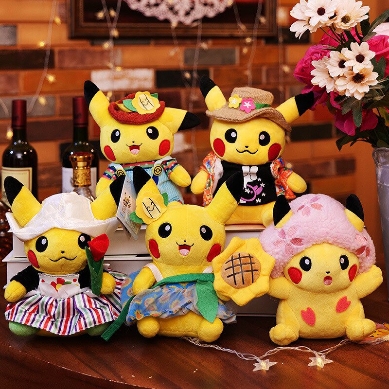 Kawaii Pokemon Crossdressing Pikachu Plush Animal Toy Cartoon Soft Fill Pillow Cute Anime Stuffed
