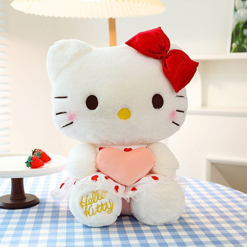 Sanrio Cute Plush Toy Hello Kitty Anime Cartoon Heart Kitten Pillow Stuffed Doll Pillow